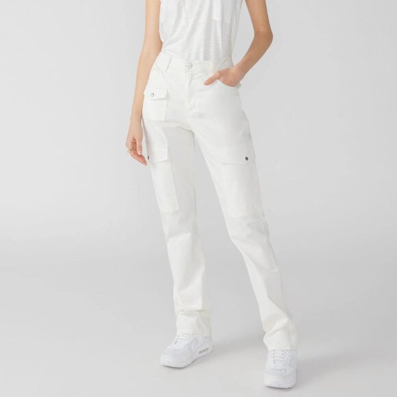 New SANCTUARY COTTON Poppy Solid Bootcut Chino Cargo Pants in White 298BJ0 - Picture 1 of 8